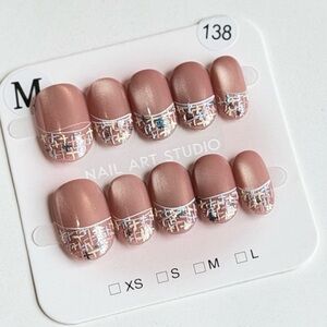 Handmade Press-On Nails Size M | Reusable | Full Set w/ Prep Kit | Brand New 138